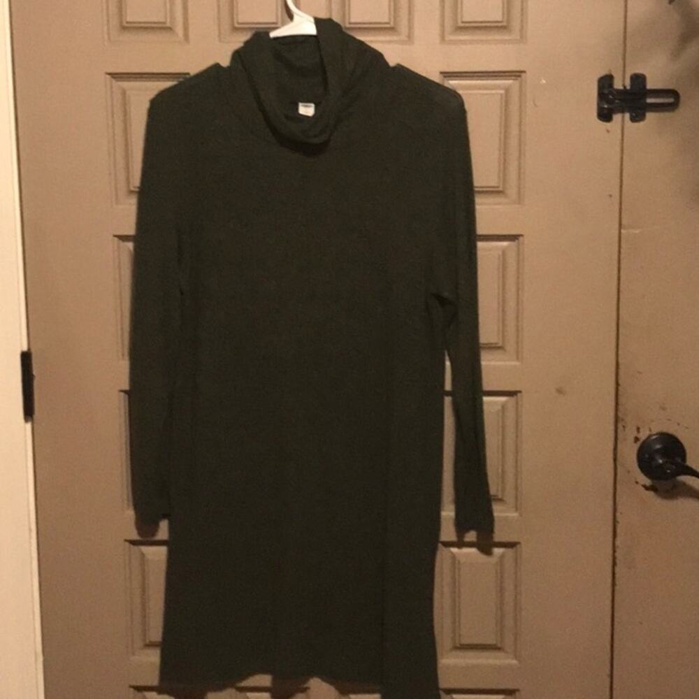Old Navy Sweater Dress SzM Olive Green Turtle Long Sleeve